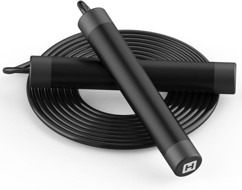 H HANDIO Jump Rope, HANDIO jump ropes 1/2 lb Weighted Jump Rope for Boxing, Cardio, Crossfit Workout, 8~10ft Range Adjustable Length Steel Ropes with Ball Bearings and Metal Handles, Jumpropes Suitable for Men - Image 1